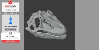3D model of a Fasolasuchus skull, side view, suitable for 3D printing.