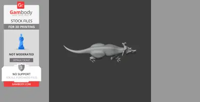 A gray 3D model of a dinosaur with a horned frill and long tail, intended for 3D printing.