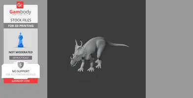 3D model of a Spinops dinosaur, featuring a horned head and sturdy limbs, designed for 3D printing.