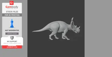 3D model of a Spinops dinosaur, detailed with horns and frill, suitable for 3D printing.