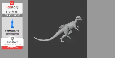 A 3D model of a Stegoceras dinosaur, poised in a running position with a long tail and distinct head features.