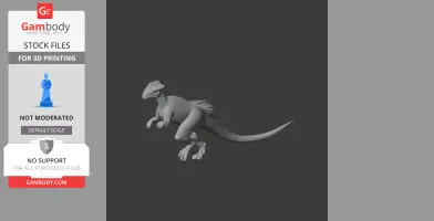 3D model of a Stegoceras dinosaur for 3D printing, depicted in a dynamic pose with a sleek tail.