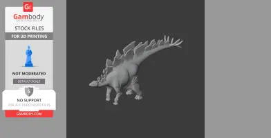 3D model of a Stegosaurus with plates and spikes, suitable for 3D printing.