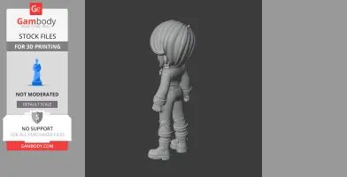 3D model of Bibi from Brawl Stars, showcasing back view, ready for 3D printing.