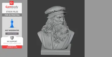 A detailed 3D bust of a bearded man wearing a soft hat, ideal for 3D printing.