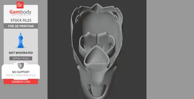 3D model of a stylized giant characin fish skull, with detailed bone structure for 3D printing.