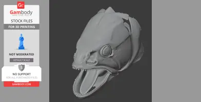 3D model of a giant characin fish skull with detailed open mouth and teeth for 3D printing.