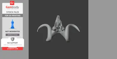 3D model of a goat skull with curved horns, designed for printing.