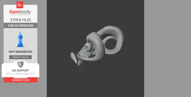 3D model of a detailed goat skull with curled horns, designed for 3D printing.
