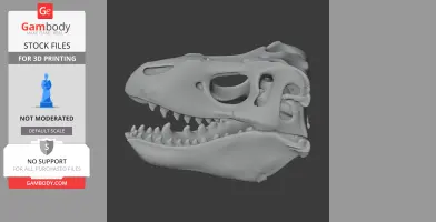3D model of Gongxianosaurus skull fossil, side view, textured for printing.