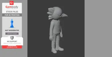 3D model of a bird character from 'Night in the Woods,' wearing clothing, designed for printing.
