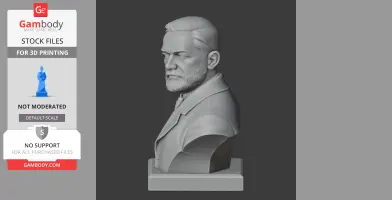 3D bust of a distinguished man with a beard, wearing a suit, displayed on a square base for printing.