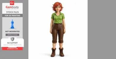Red-haired character figurine from Stardew Valley, wearing a green shirt and brown pants.