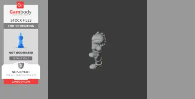 3D model of a character with spiky hair, wearing boots, viewed from above.