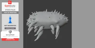 Spiky, insect-like creature model with multiple legs, designed for 3D printing.