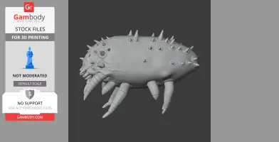 A spiky, alien-like creature with multiple legs and protrusions, designed for 3D printing.