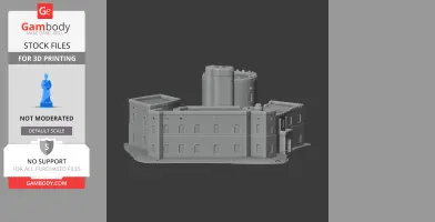 3D model of Hampstead Norris Castle, featuring detailed medieval architecture for 3D printing.