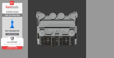 3D model of a fortified castle entrance with rounded towers and geometric details, designed for 3D printing.