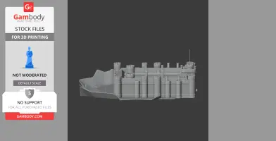 3D model of Herstmonceux Castle with cylindrical towers and detailed architecture for printing.