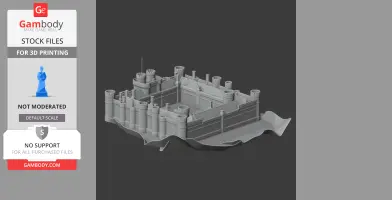3D model of Herstmonceux Castle with detailed turrets and walls, ready for 3D printing.