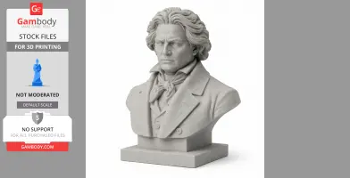 A detailed bust of a stern, historical figure with wavy hair, in a formal suit with a scarf.