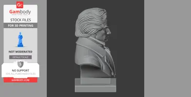 3D-printable bust of Ludwig van Beethoven with historical warrior attire, depicted in profile.