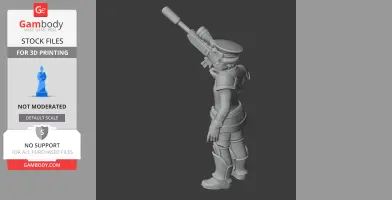 WWII soldier 3D model in uniform, holding a sniper rifle, crafted for 3D printing.
