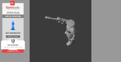 A 3D model of a WWII soldier in tactical gear, holding a sniper rifle.