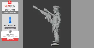 3D model of a WWII soldier holding a scoped rifle, wearing a uniform with boots and a cap.