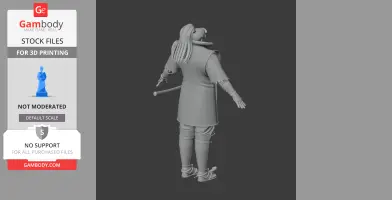 3D model of a historical samurai warrior facing away, wearing traditional armor with a sword at the side.