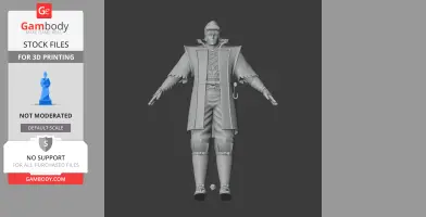 Gray 3D model of a samurai warrior in traditional armor with outstretched arms.