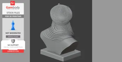 A 3D Mansa Musa bust featuring detailed, layered drapery, viewed from the back on a square base.