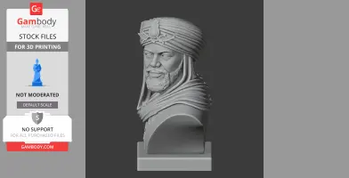 3D bust of Mansa Musa wearing a turban, designed for 3D printing.
