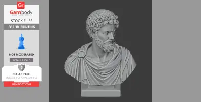 Bust of a bearded man in classical attire with curly hair, designed for 3D printing.