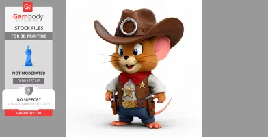 Jerry Mouse Cowboy Ring Figure - Mashup Figure STL