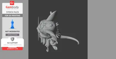 A mashup 3D model of Jerry Mouse with Cthulhu features, designed as a ring.