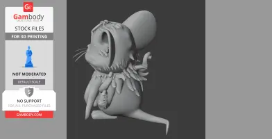 Mouse figurine with tentacles, large ears, and Cthulhu-inspired features, designed for 3D printing.