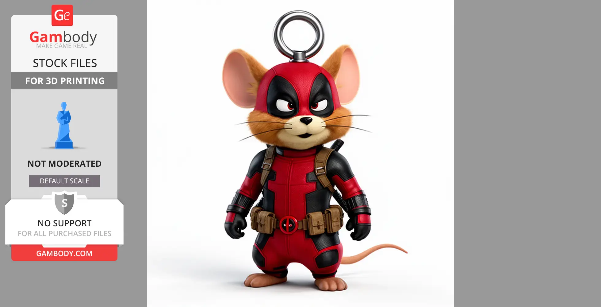 Jerry Mouse Deadpool Ring Figure - Mashup Figure STL