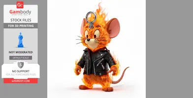 Jerry Mouse Ghost Rider Ring Figure - Mashup Figure STL