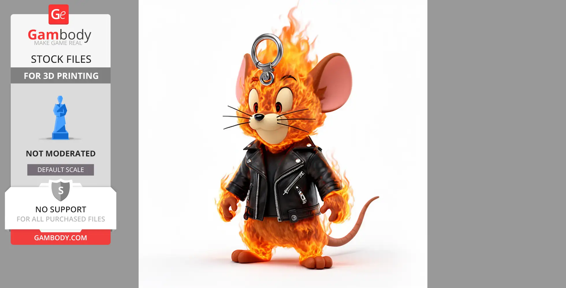 Jerry Mouse Ghost Rider Ring Figure - Mashup Figure STL