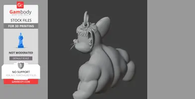 A muscular mouse character figure with exaggerated muscles and a ring on its head.