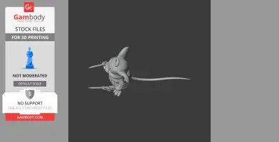 A 3D model of a stylized mouse in warrior gear, holding swords, inspired by Jerry and Kratos.