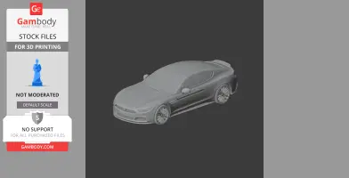 3D model of a sleek Aston Martin Rapide car, designed for 3D printing, on a dark background.