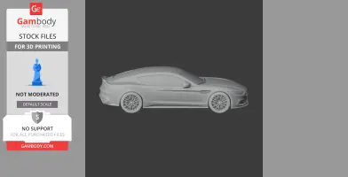 3D model of an Aston Martin Rapide car for 3D printing, side view on a dark background.