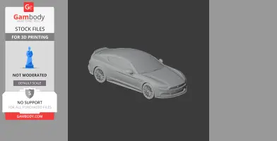 Gray 3D model of a sleek car, viewed from above, set against a dark background.