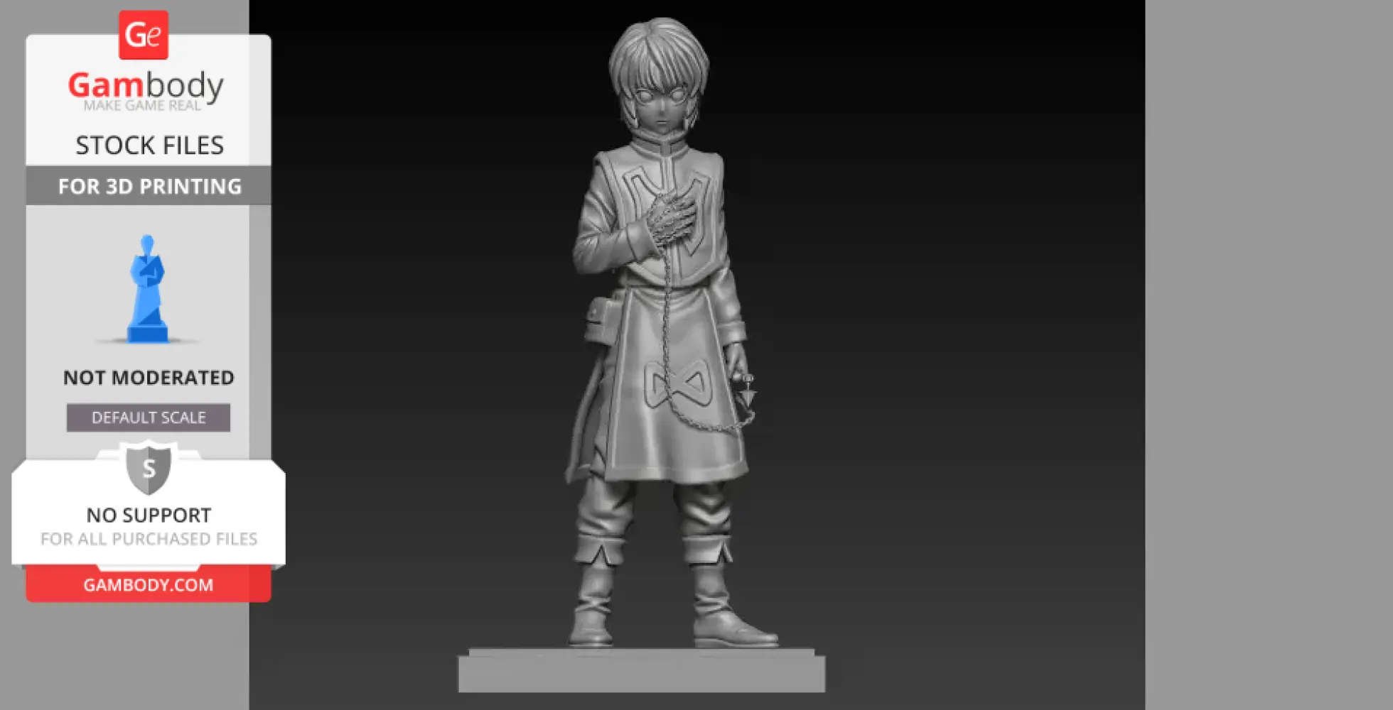 3D model of Kurapika from Hunter X Hunter, in a detailed standing pose with chains on hand.