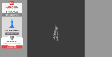 Gray 3D model of a Segisaurus, a small bipedal dinosaur, in a frontal view for 3D printing.