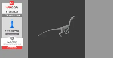 A Segisaurus 3D model, standing upright with a long tail and raised head, ready for 3D printing.