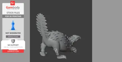 3D model of a Stegouros dinosaur, featuring armored plates and a spiked tail, ready for 3D printing.
