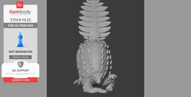 A 3D printed model of a Stegouros dinosaur with prominent tail spikes and textured skin.